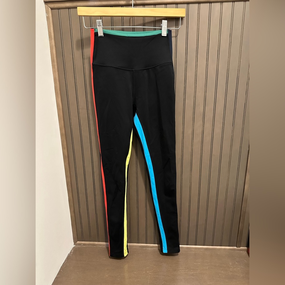 Super fun splits 59 black and rainbow trim leggings